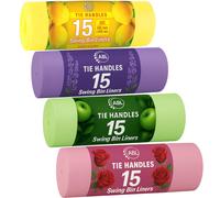 Scented Swing Bin Liners 50l | 15 Lemon, 15 Lavender, 15 Apple, 15 Rose Scented Bin Bags | Tie Hand