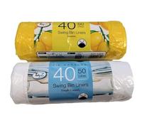 Scented Swing Bin Liners 80 Tie Handle Bin Liners 50L Bin Bags Lemon & Fresh Linen Fragrance