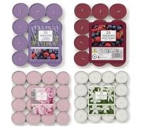 Scented Tealight Candles 100 Pack | Mixed Fragrance Set - Lavender, Rose, Jasmine & Mixed Berries | Long Burning Decorative Tea Lights for Home, Parties & Relaxation