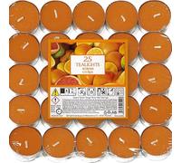 Scented Tealights Candles Bulk - 25 Count, 4 Hour Burn Time, Highly Fragranced Wax Tealights for Warmers, Romantic Dinners, Events & Everyday Relaxation (Citrus)