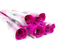 Scented valentine rose, pack of 3 flowers, blue,purple,pink,red artificial single flower (Pink)
