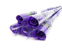 Scented valentine rose, pack of 3 flowers, blue,purple,pink,red artificial single flower (Purple)