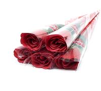 Scented valentine rose, pack of 3 flowers, blue,purple,pink,red artificial single flower (Red)