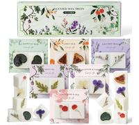 Scented Wax Melts, 6 Fragrances with Dried Flowers - Velvet Rose & Oud, Eucalyptus & Mint, Ginger & Verbena, Fig, Citrus, Lavender, Soy Wax Cubes for Wax Warmers, Gift Set for Christmas, Birthday