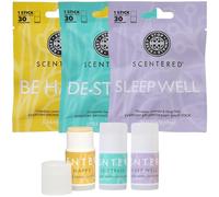 Scentered Pocket-Size Aromatherapy Balm Gift Set - 3X Essential Oil Balms for Sleep, Stress Relief & Mood Boost (Sleep Well, De-Stress, Happy) - Natural, Mess-Free, Travel-Friendly - Grab & Go 3-Pack