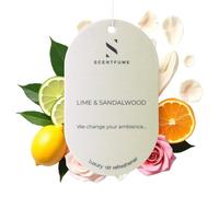 Scentfume® Air Freshener Car | Long-Lasting Signature Scents, Hanging Sachets - Ocean, Jasmine, Lime & Sandalwood - Premium Aroma Oils, (Lime & Sandalwood Air Refreshener)