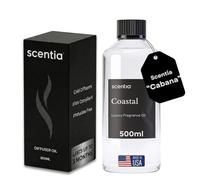 Scentia Coastal (Cabana) Diffuser Oil for HVAC Scent Machine - Hotel Fragrance Inspired by 5-Star Spa - 500 mL - Jasmine, Bergamot & Sea Breeze Oil for Commercial & Cold Air Diffusers, Made in USA