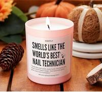 Scentily Custom Best Nail Technician Soy Candles - Personalise Scent, Jar, Size & Label Message, Hand-Poured Natural Candles, Long-Lasting Burn, Relaxing Gift