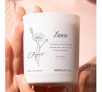 Scentily Custom Happy Birthday August Soy Candles with Flower Design - Personalise Message, Jar, Size & Label Message, Hand-Poured Natural Candles, Long-Lasting Burn, Birthday Boy Gift