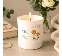 Scentily Custom October Birthday Soy Candles with Marigold Birth Flower Gift - Personalise Scent, Jar, Size & Label Message, Hand-Poured Natural Candles, Long-Lasting Burn, Handmade Gift