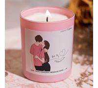 Scentily Custom Valentine Soy Candles with Happy Valentine's Kiss Label - Personalise Scent, Jar, Size & Label Message, Hand-Poured Natural Scented Candles, Long-Lasting Burn, Gift & Décor