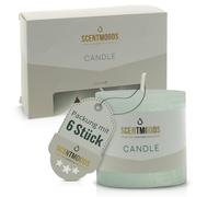 SCENTMOODS Rustic Pillar Candle Set - 6 Handmade Green Candles - 5 x 5 cm Long Burning Time - Natural Plant Wax Without Palm Oil - Unscented