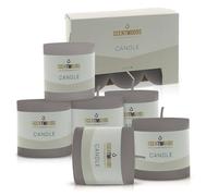 SCENTMOODS Rustic Pillar Candle Set - 6 Handmade Grey Candles - 5 x 5 cm Long Burning Time - Natural Plant Wax Without Palm Oil - Unscented