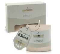 SCENTMOODS Rustic Pillar Candle Set - 6 Handmade Ivory Candles - 5 x 5 cm Long Burning Time - Natural Plant Wax Without Palm Oil - Unscented