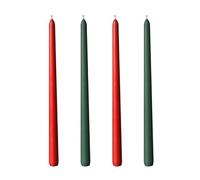 Scentoria Taper Candles Red and Green, Pack of 4 Small Candles, Taper Candles, Height 25 cm, Diameter 2.2 cm, Colourful Candles, Drip Candles for Bottles Rituals Candle, Table Decoration, Banquet,