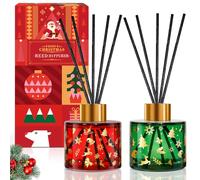 SCENTORINI Christmas Reed Diffuser, Reed Diffusers Gift Set - Long Lasting Fragrance, 2 Christmas Fragrance Sweet Hom & Christmas Wreath for Yoga, Home, Office, Bedroom