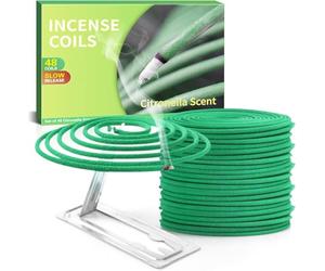 SCENTORINI Citronella Coils, Citronella Incense with Coil Holder for Outdoor Garden Patio Camping, 48 Coils