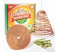 SCENTORINI Citronella Coils Hanging, Large Outdoor Incense Coils, 2 Pack, 23cm, Up to 36H Extra Long Burn, Natural Lemongrass Scent, for Garden Patio BBQ Camping Summer Evenings