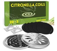 SCENTORINI Citronella Coils, Lemongrass Essential Oils, Long Lasting Fragrance, Citronella Incense Coils for Home, Outdoor, Indoor, Garden, Patio, Camping - 20 Coils