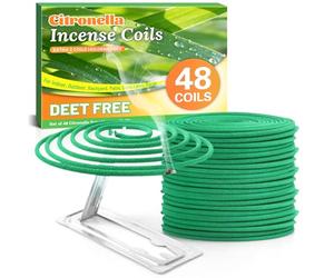 SCENTORINI Citronella Coils with Metal Holder, 48 Count Outdoor Incense for Garden, Patio, Balcony, Camping, BBQs and Summer Evenings, Plant-Based Citronella Fragrance