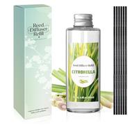 SCENTORINI Citronella Reed Diffuser Refill 200ml with 6 Reeds - Summer Home Fragrance for Bathroom Bedroom Hallway, Fresh Room Scent to Refresh Everyday Spaces