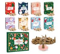 SCENTORINI Incense Cones, Christmas Incense Cone with Holder for Home, Yoga, Meditation, 120 Cones with 8 Gift Pack, 8 Christmas Fragrance