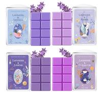 SCENTORINI Lavender Scented Wax Melts 4 Pack for Wax Warmer | 4 Pack Soy Wax Melts with Lavender, Geranium, Juniper, Vanilla and Amber Inspired Fragrance Styles