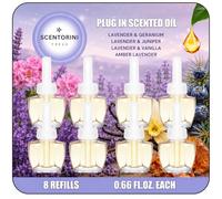 SCENTORINI Plug In Air Freshener Refills 8 Pack, Compatible with Air Wick and Glade Devices, Lavender Essential Oil Variety Pack, 8 x 15ml Home Fragrance Refills
