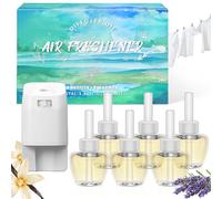 SCENTORINI Plug In Air Fresheners Refills with 1 Electrical Plug in Kit Gadget, Suitable for Air Wick & Glade, 3 Fragrance Linen, Lavender, Vanilla, Electrical Air Freshener Refills, 6+1Packs