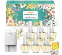 SCENTORINI Plug In Air Fresheners Refills with 1 Electrical Plug in Kit, Suitable for Air Wick & Glade, 3 Fragrance Hawaiian, Jasmine, Cotton, Air Freshener Refills, 9+1 Packs