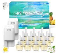 SCENTORINI Plug In Air Fresheners Refills with 2 Electrical Plug in Kit, Suitable for Air Wick & Glade, 3 Fragrance Hawaii, Jasmine, Cotton, Air Freshener Refills, 12+2 Packs