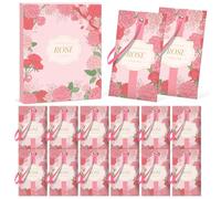 SCENTORINI Scented Sachets Rose Fragrance - Hanging Floral Wardrobe Freshener Drawer Deodorizer Bags - 14pcs Natural Long Lasting Sachet for Closet, Car, Linen, Gift Use