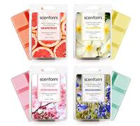 SCENTORINI Wax Melts, Wax Cubes Wax Tarts, Scented Soy Wax for Wax Melts Warmer, Grapefruit, Cherry Blossoms, Wild Bluebell, Plumeria, 4x2.5 oz