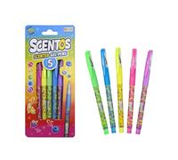 Scentos Fratelli Scented Non-Toxic Neon Gel Pens - Pack of 5 - Ideal for Drawing, Colouring, Writing and Gift - Designed in USA