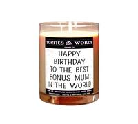 Scents&Words Candle, Gifts or Presents for Bonus Mums, Happy Birthday to The Best Bonus Mum, Scented Candles - snw1110 (Sunwashed Linen)