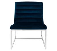 sceptrum curved velvet lounge chair with steel frame in blue