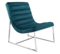 sceptrum curved velvet lounge chair with steel frame in teal