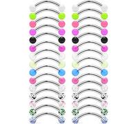 SCERRING 16G 14G Stainless Steel Curved Barbell Snake Eyes Tongue Ring Nipplerings Nipple Rings Piercing Jewelry Retainer 14mm 16mm 30PCS