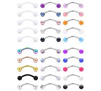 SCERRING 30PCS 16G Eyebrow Rings Tragus Helix Rook Daith Earrings Lip Ring Barbell Body Piercing Jewelry Retainer 6mm 8mm 10mm, 1.2 mm, Metal Acrylic
