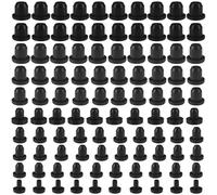 Scettar 100 Pcs Silicone Rubber Hole Plug, 10 Sizes T-Type High Temp Rubber Bung Hole Plug, Black Solid Silicone Rubbers Bungs for Holes for Various Sizes Pipe Holes Test Tube Plugs