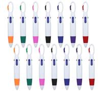 Scettar 14 Pieces Shuttle Pens, 4 Colour Pens All in One with Buckle Keychain, Multicolor Pens with Buckle Keychain on Top, Gift Pens for Office School Supplies Students Adults Kids Nurses