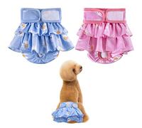 Scettar 2 Pack Pet Soft Dog Nappies,Washable and Reusable Dog Diapers,Super Absorbent and Adjustable Puppy Sanitary Wraps Panties,Period Heat Pants for Female Pet Incontinence&Travels 30-45cm (S)