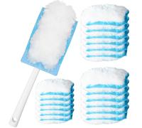 Scettar 30 Pcs Dusters for Cleaning,Disposable Double-Sided Duster Refills with 1 Handle,360 Degree Flash Dust Magnet Refill,Blue Flash Duster Dust Magnet Refills for Cleaning Dust Dirt Hair