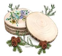 Scettar 4 Pcs Natural Wood Slices, 18-20cm Unfinished Wooden Discs, Slices Non-Drill Wooden Circles for Christmas Ornaments Party Wedding Arts DIY Crafts