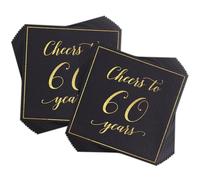 Scettar 40 Pcs Black Gold 60th Birthday Paper Napkins,Happy Birthday Tableware Paper Napkins,Napkins Disposable Party,60th Birthday Party Tissue for Anniversary,Graduate,Birthday Party Decoration