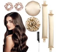 Scettar 7 PCS Heatless Hair Curlers Heatless Curling Rod Overnight Blowout Rods Soft Satin Sleeping Lazy Curler Set Heatless Blowout Rods for DIY Hair Styling Tools