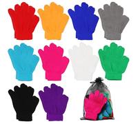 Scettar Kids' Winter Magic Gloves - 10 Pairs Stretchy Warm Knit Gloves with Mesh Storage Bag for Men or Women