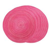 SCF2017 38CM Round Woven Cotton Yarn Placemats Heat Resistant Table Mats Set of 6,Pink