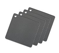 SCF2017 4Pcs Square Silicone Trivet Mat Non-Slip Heat Resistant Table Mats Coaster Small Placemats Pot Holder(Grey)
