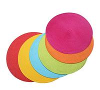 SCF2017 Mixed colors Round Woven Plastic Placemats 38cm Colourful Dining Table Mats,Set of 6,Style A